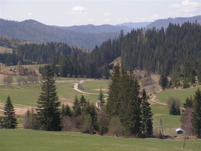 Pohľad z Besníka smerom na údolie Hrona a jeho prameň